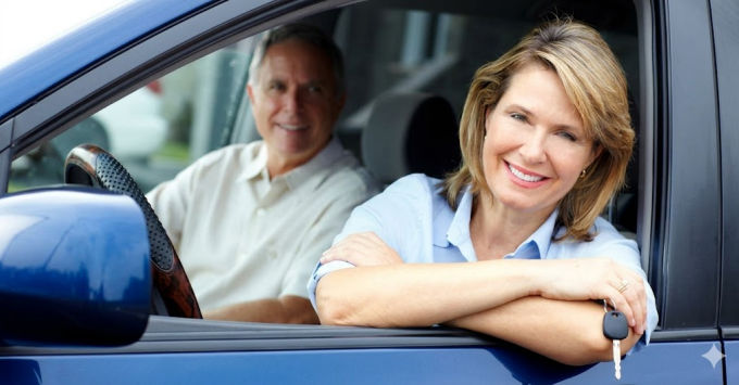 older couple in a van